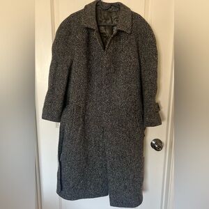 Men's Gray Herringbone Trench Coat